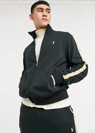 Эксклюзивная спортивная куртка черного цвета на молнии с золотистой отделкой и логотипом Polo Ralph Lauren x ASOS-Черный