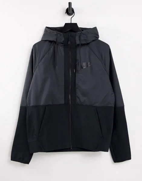 Худи из флиса черного цвета на сквозной молнии Nike Tech Fleece Winter-Черный