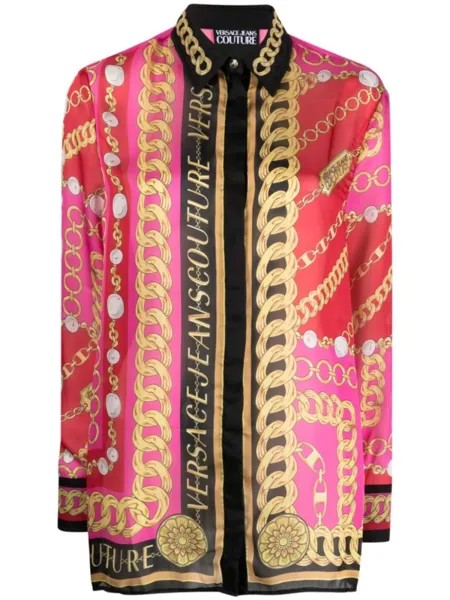 Versace Jeans Couture рубашка в стиле колор-блок с принтом, розовый