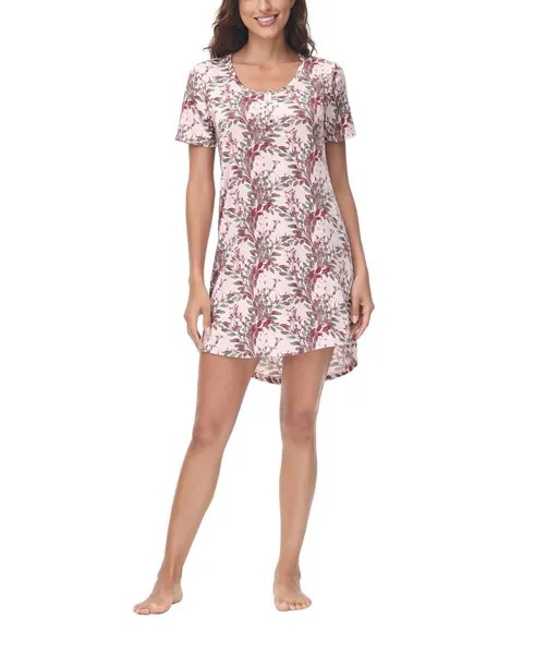 Женское платье для сна с короткими рукавами и принтом, ночная рубашка INK+IVY, цвет Pretty Garden