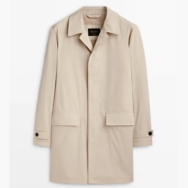 Пальто Massimo Dutti Cotton Trench, светло-бежевый