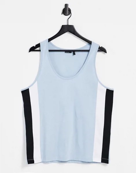 Голубая свободная майка с боковыми вставками ASOS DESIGN-Голубой