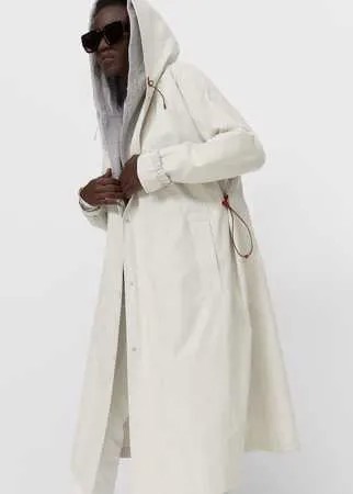 Stradivarius Тренч С Капюшоном Из Мягкой Ткани Ванильный S