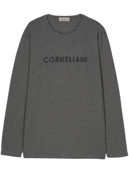 Corneliani футболка с тисненым логотипом, серый