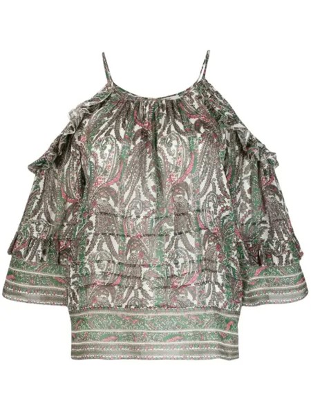 ISABEL MARANT топ с открытыми плечами и графичным принтом, белый