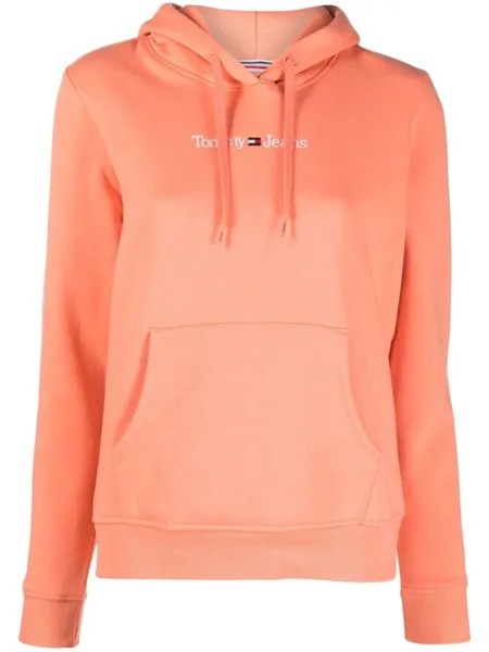 Tommy Jeans худи с длинными рукавами и вышитым логотипом, оранжевый