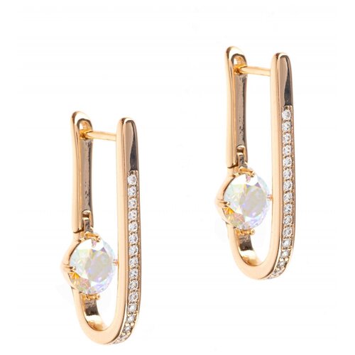 Серьги с подвесками XUPING JEWELRY, фианит, размер 25 мм, светло-желтый
