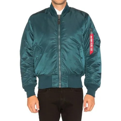 Бомбер ALPHA INDUSTRIES, силуэт свободный, карманы, водонепроницаемая, ветрозащитная, без капюшона, манжеты, подкладка, размер 5XL, бирюзовый