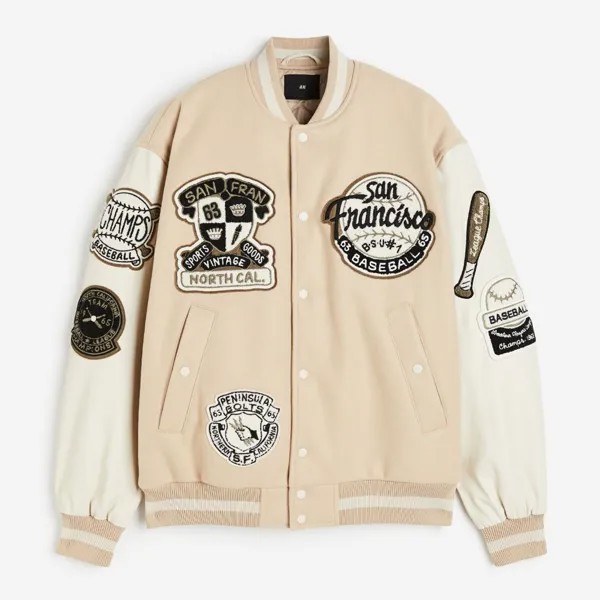 Куртка H&M Loose Fit Baseball, бежевый