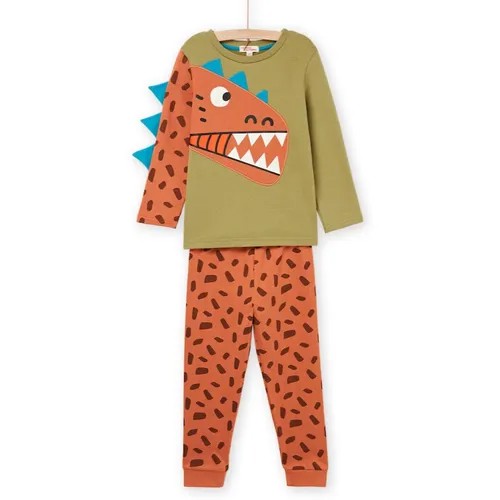 Пижама DPAM для мальчиков, брюки, брюки с манжетами, размер 2 года, зеленый, оранжевый