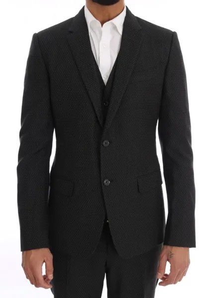 Костюм DOLCE - GABBANA Серый, шерстяной с рисунком, облегающий костюм из трех предметов EU54 / US44 / XL Рекомендуемая розничная цена 2600 долларов США