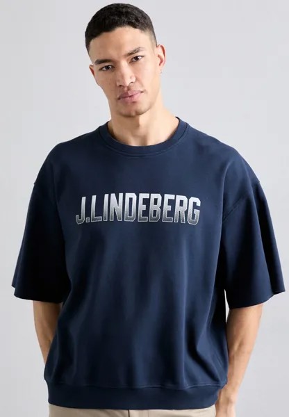 Футболка с принтом FRANK SHORT SLEEVE CREW J.LINDEBERG, цвет navy