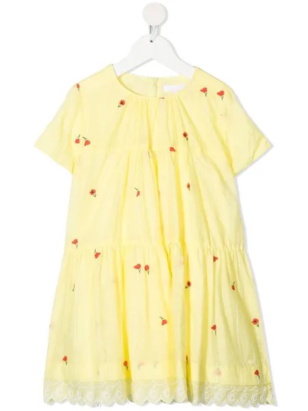 Chloé Kids платье с цветочной вышивкой