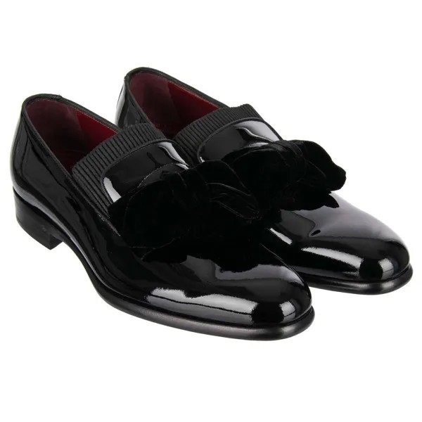 DOLCE - GABBANA Барокко Лакированные туфли-лоферы с бархатным бантом, черный 39,5 12983