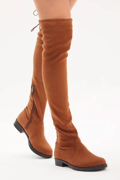 Женские светло-коричневые замшевые удобные эластичные ботинки с боковой молнией TONNY BLACK