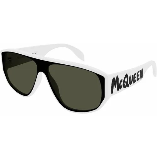 Солнцезащитные очки Alexander McQueen, черный, белый