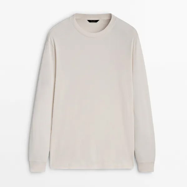 Лонгслив Massimo Dutti Cotton, кремовый