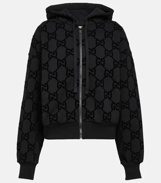 Худи из хлопкового флиса gg Gucci, черный