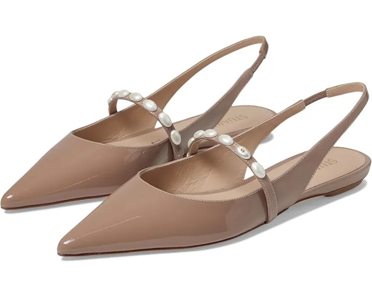 Туфли на плоской подошве Stuart Weitzman Emlia Pearlita Slingback Flat, цвет Fawn