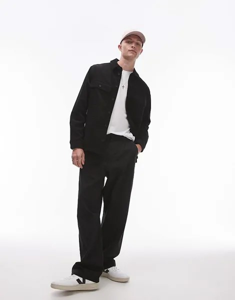 Черные широкие брюки чиносы Topman
