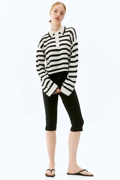 Короткий свитер-поло H&M, бежевый