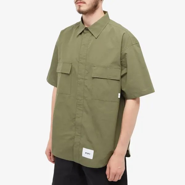 Wtaps 12 Рубашка из рипстопа с короткими рукавами и 2 карманами, зеленый