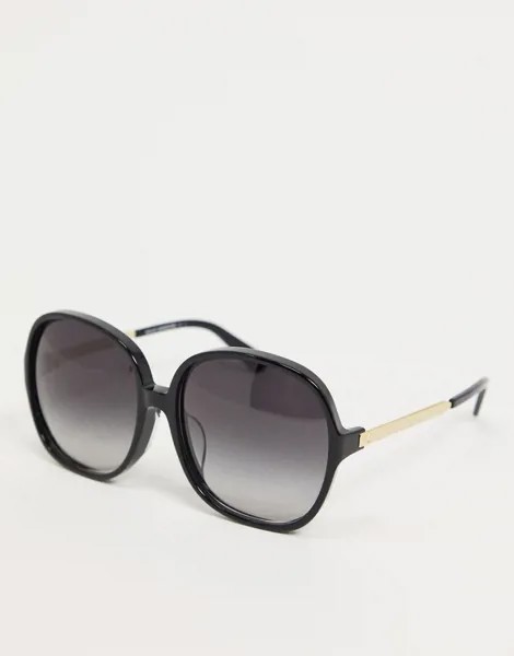 Круглые солнцезащитные очки с черепаховыми вставками Kate Spade-Черный