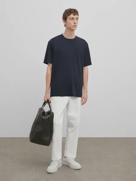 Футболка из хлопка с коротким рукавом relaxs fit - studio Massimo Dutti, синий
