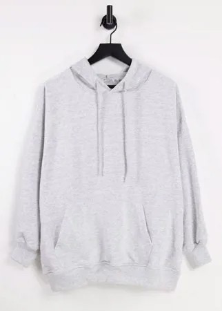 Серый меланжевый oversized-худи Stradivarius