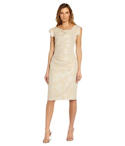 Платье Adrianna Papell, Cap Sleeve Stretch Leaf Jacquard Cocktail Dress