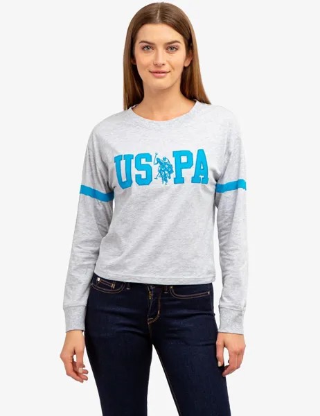 Лонгслив U.S. Polo Assn. Uspa Applique Cropped, серый