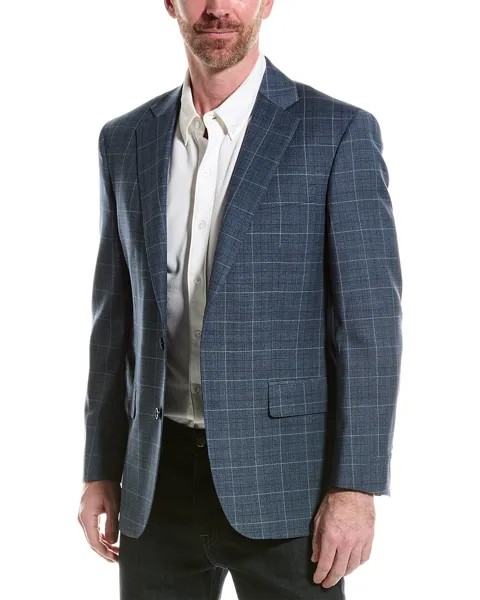 Костюмный пиджак классического кроя из смесовой шерсти Brooks Brothers, синий