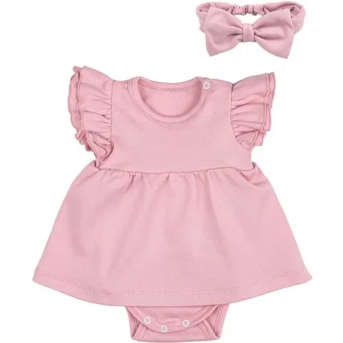 Платье-боди Dream royal, хлопок, застежка под подгузник, размер 92, розовый