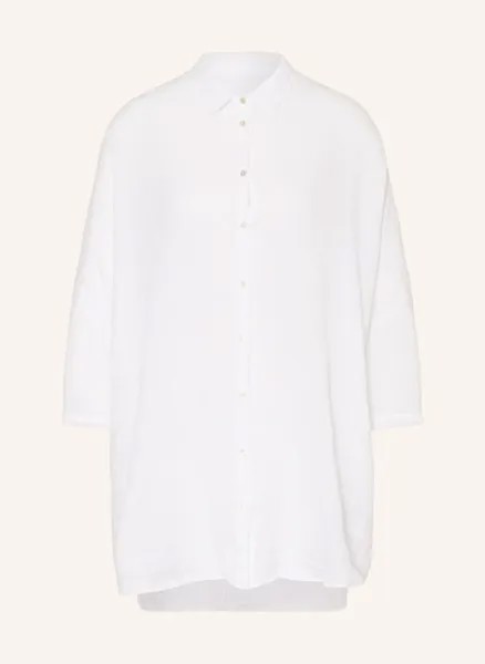 Блузка-рубашка оверсайз из льна с рукавами 3/4  120%Lino, белый