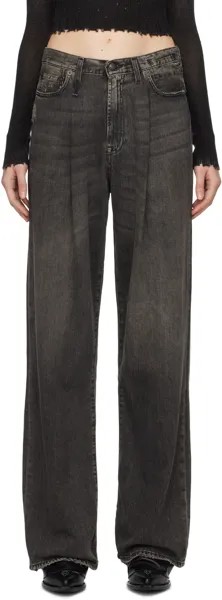 Черные джинсы со складками Damon R13