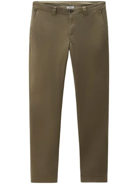Woolrich брюки чинос с вышитым логотипом, зеленый