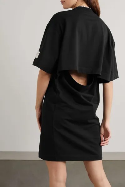 JW ANDERSON Платье мини из хлопкового джерси с открытой спиной и аппликацией, черный