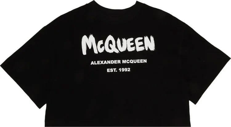 Футболка Alexander McQueen Graffiti T-Shirt 'Black/White', черный