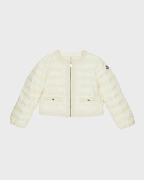 Пуховик Dafina с твидовой отделкой для девочек Moncler, цвет Pale Ivory