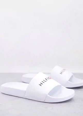 Белые шлепанцы с рельефным логотипом Tommy Hilfiger-Белый