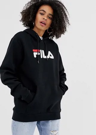 Худи бойфренда с логотипом Fila-Черный