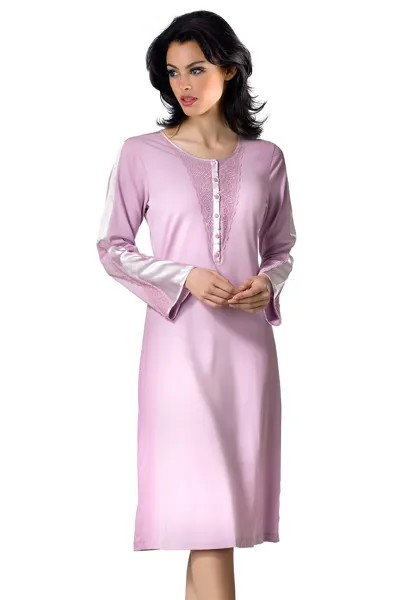 Ночная рубашка из чесаного хлопка с длинными рукавами Doremi, фиолетовый