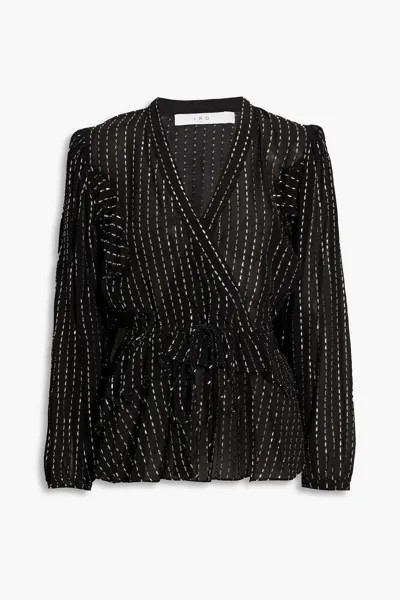 Шифоновая блузка с баской Silga цвета металлик-купе IRO, черный