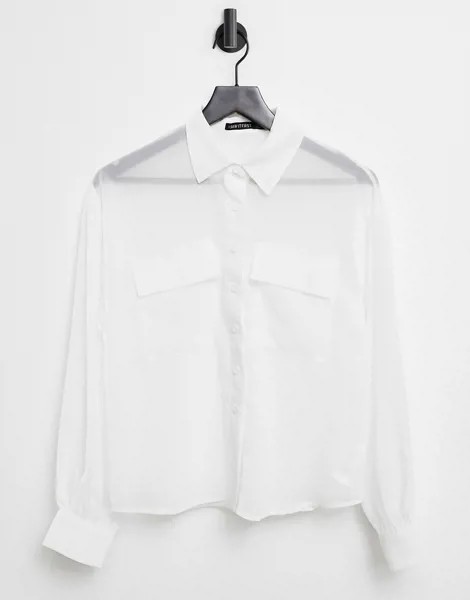 Белая рубашка в утилитарном стиле с полупрозрачными элементами и карманами I Saw It First-Белый