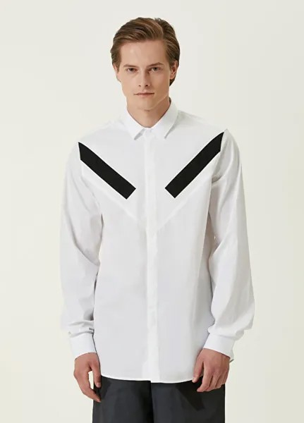 Белая рубашка в рубчатую текстурированную полоску с детальной отделкой Neil Barrett