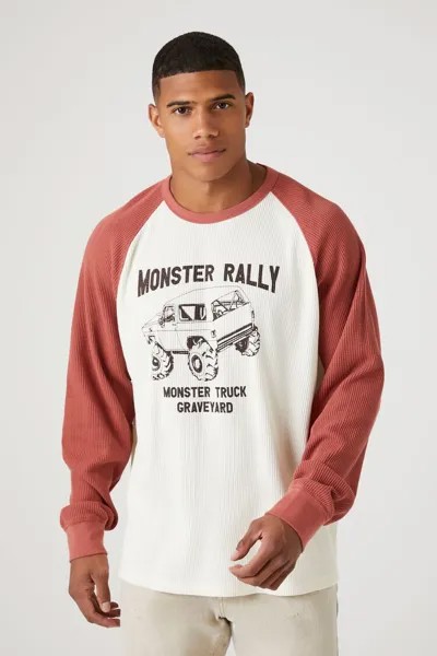 Футболка реглан Monster Rally с рисунком Forever 21, ржавый