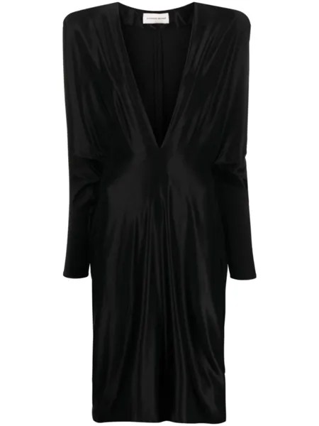 Платье с V-образным вырезом и длинными рукавами Alexandre Vauthier, черный