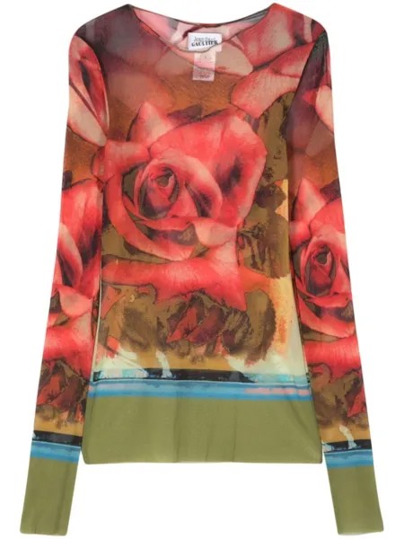 Сетчатый топ The Red Roses Jean Paul Gaultier, зеленый