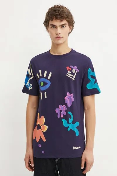 Хлопковая футболка DAKOTAN Desigual, темно-синий