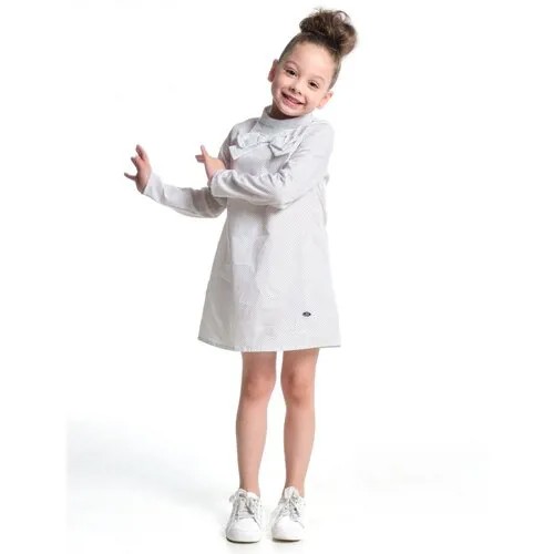 Платье Mini Maxi, хлопок, в горошек, размер 122, белый